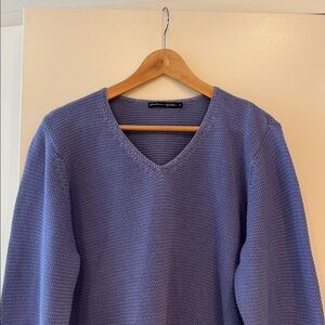 Gudrun Sjödén 100% Cotton V Neck Sweater in Periwinkle Blue Purple, size XL